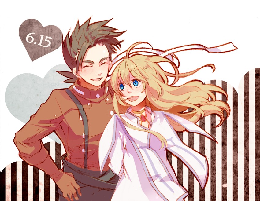 colette brunel and lloyd irving (tales of and 1 more) drawn by sarai
