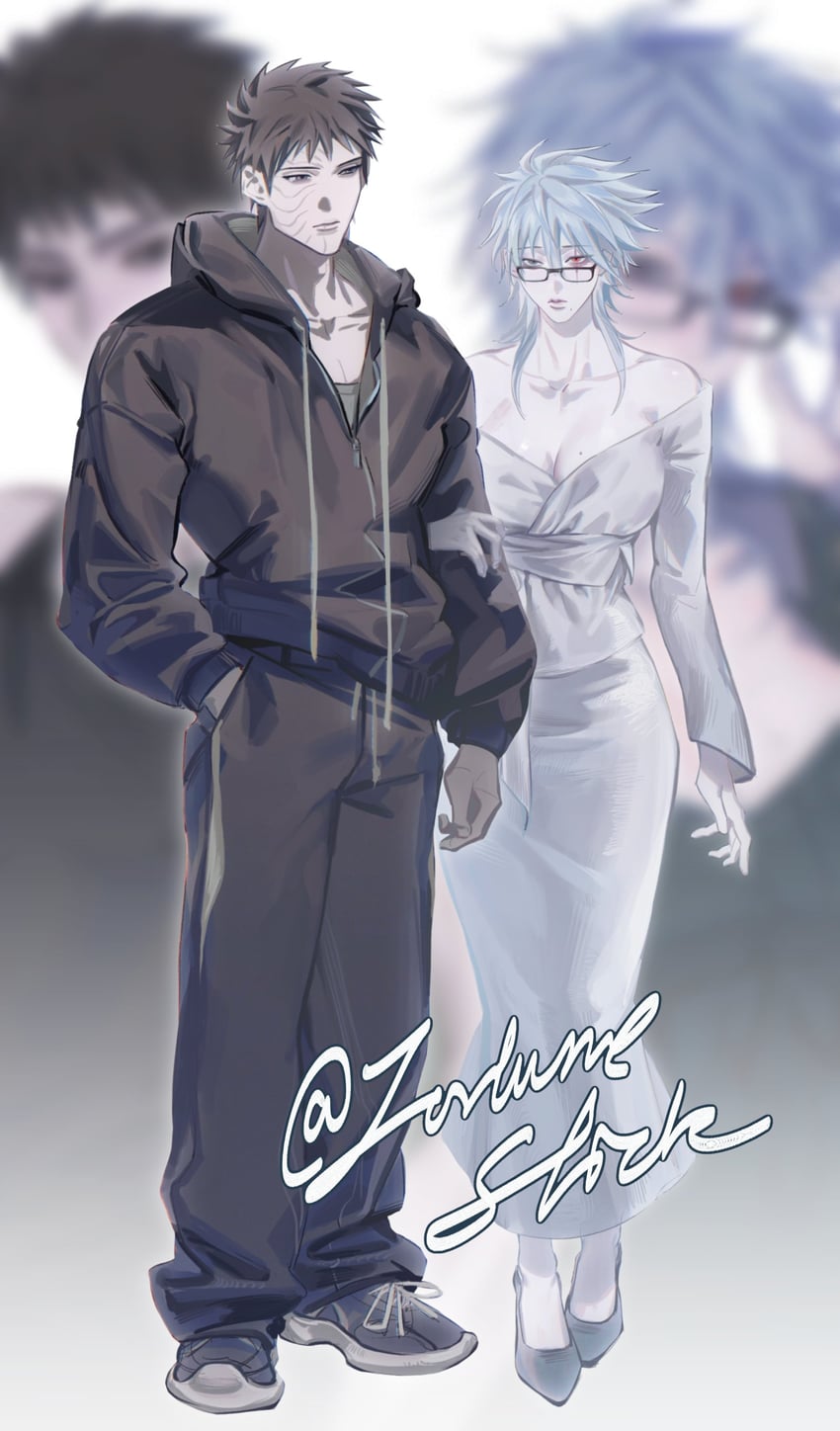 hatake kakashi and uchiha obito (naruto and 1 more) drawn by eluspac_maru