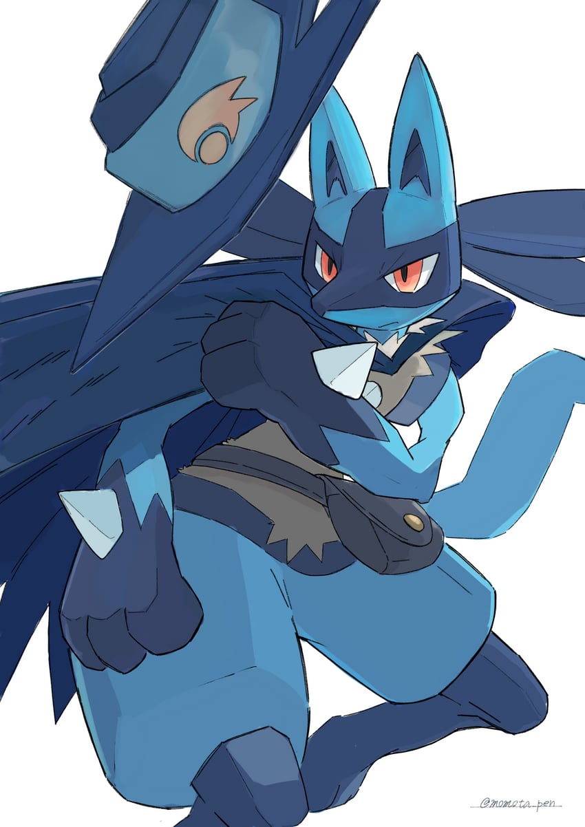 lucario and sir aaron (pokemon and 2 more) drawn by momota_pix