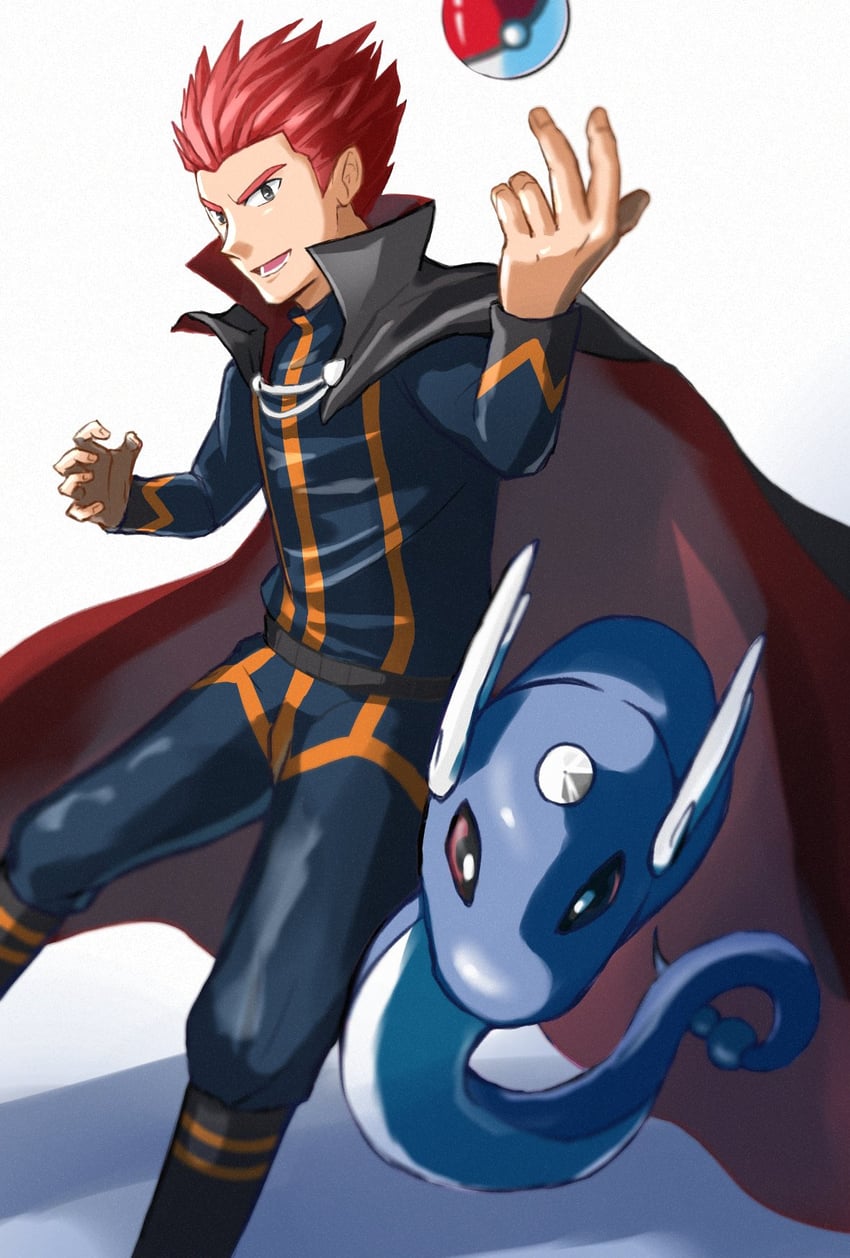 lance and dragonair (pokemon and 1 more) drawn by imasara_maki