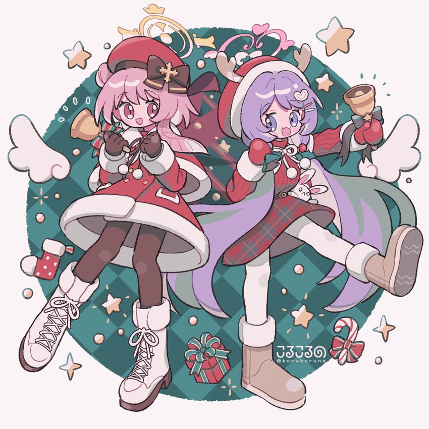 serina and hanae (blue archive) drawn by koru_koruno