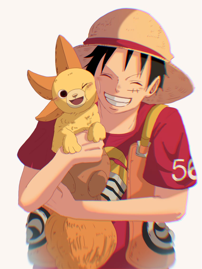monkey d. luffy and thousand sunny (one piece and 1 more) drawn by suzu_(suzuran_piece)