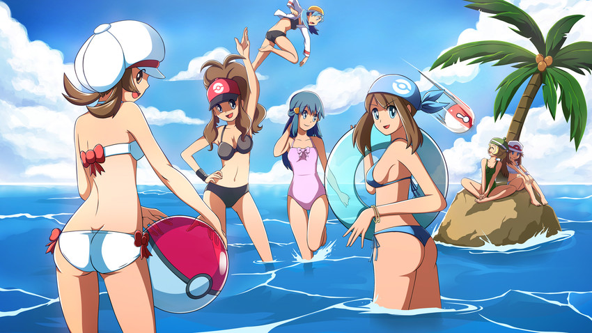 dawn, may, hilda, leaf, lyra, and 3 more (pokemon and 6 more) drawn by scott_bennett