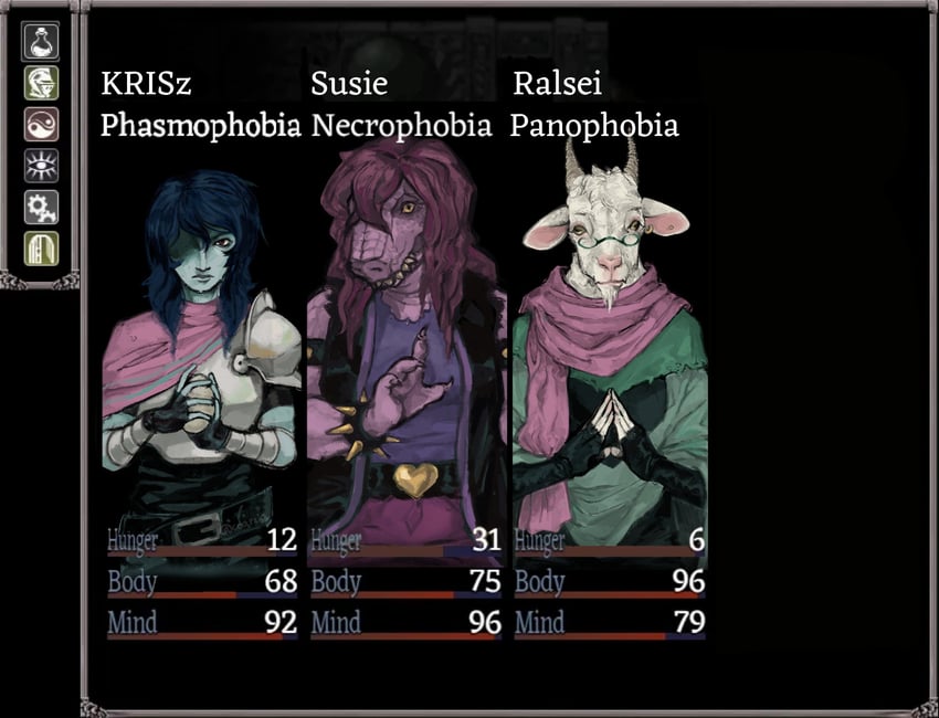 kris, ralsei, and susie (deltarune and 2 more) drawn by coarzia