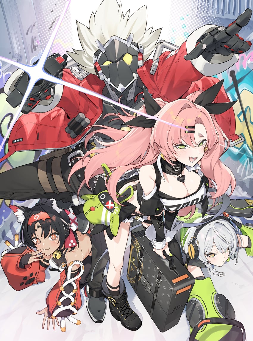 nicole demara, anby demara, amillion, nekomiya mana, and billy kid (zenless zone zero) drawn by hayashi_kewi