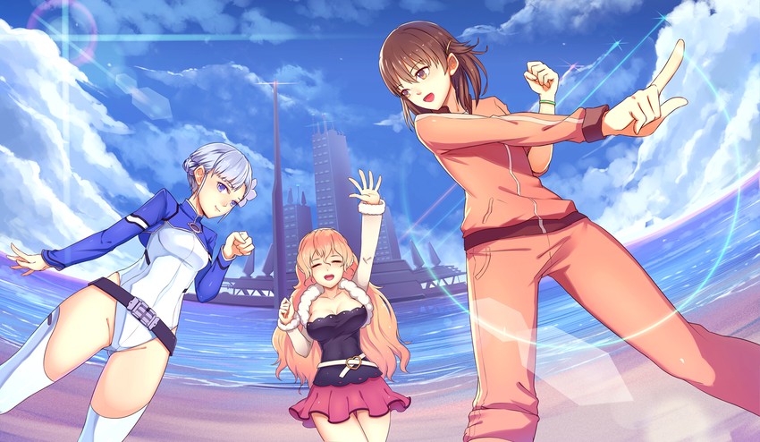 fin e ld si laffinty, kyouno madoka, and muginami (rinne no lagrange) drawn by jun_(goodgun7)