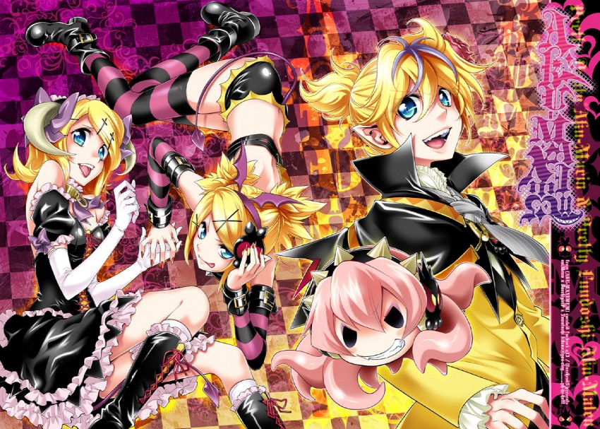 kagamine rin, kagamine len, megurine luka, and takoluka (vocaloid and 2 more) drawn by kitano_tomotoshi