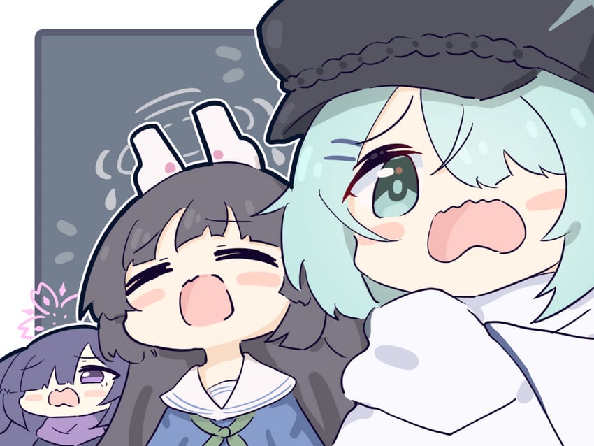 miyu, hiyori, and tsukuyo (blue archive) drawn by umihio