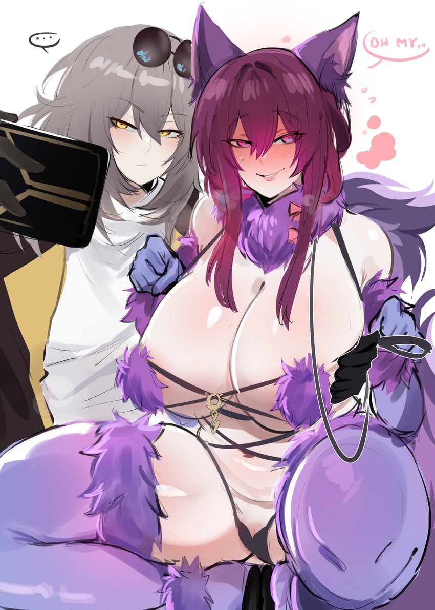 mash kyrielight, trailblazer, stelle, and kafka (fate and 3 more) drawn by kurenaiz_(kuayrenaiz)