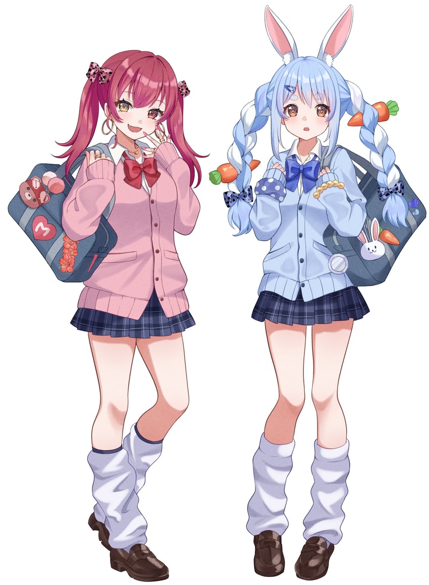 houshou marine and usada pekora (hololive) drawn by nametakeko