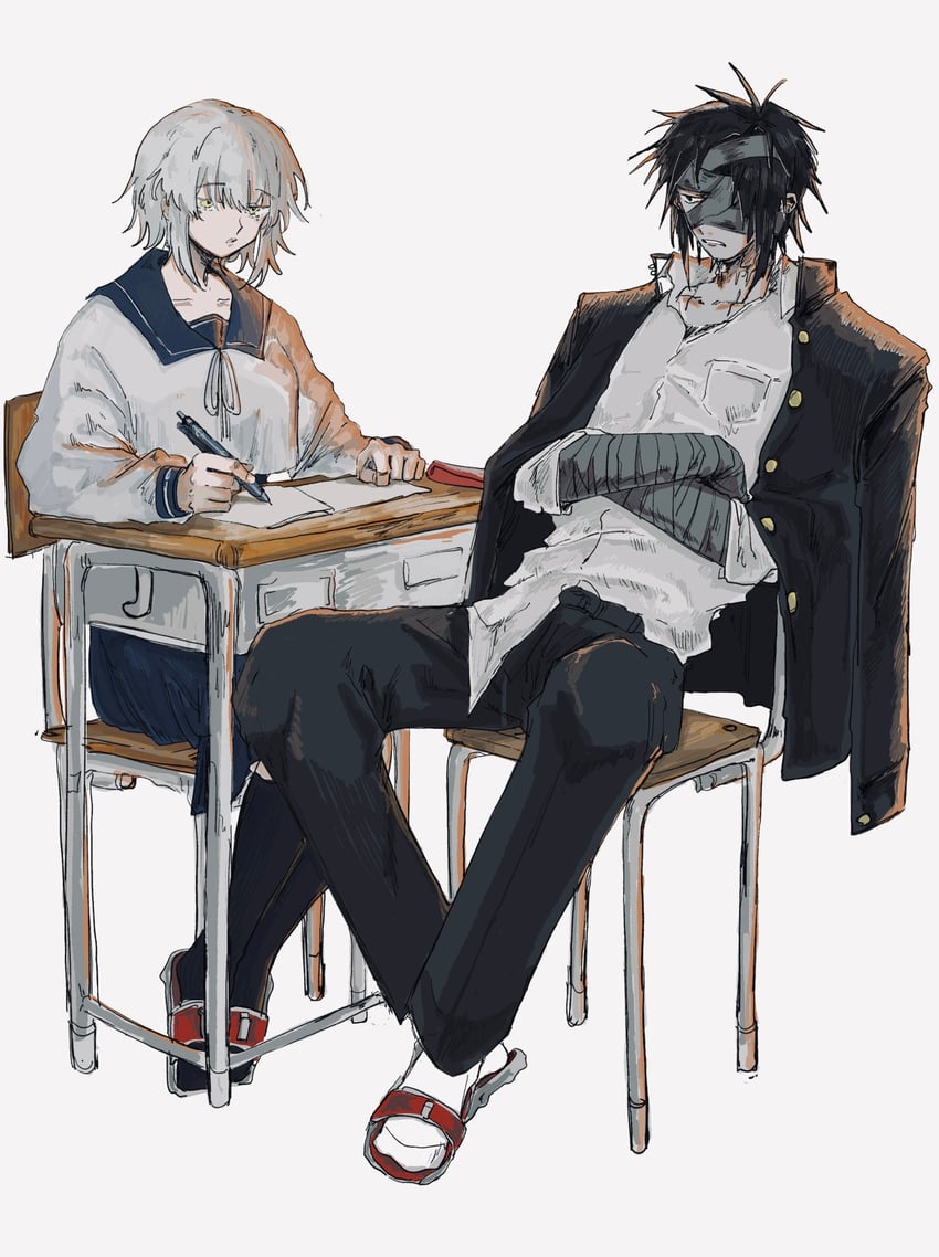 jeanne d'arc alter and chiemon (fate and 1 more) drawn by ruda_(ruda_0616_tfj)