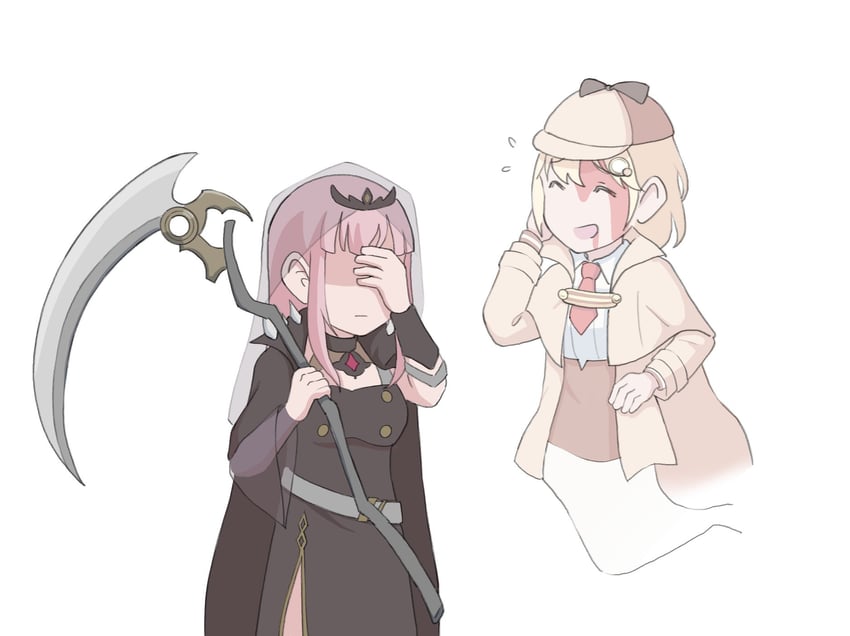 mori calliope and watson amelia (hololive and 1 more) drawn by jhgardener