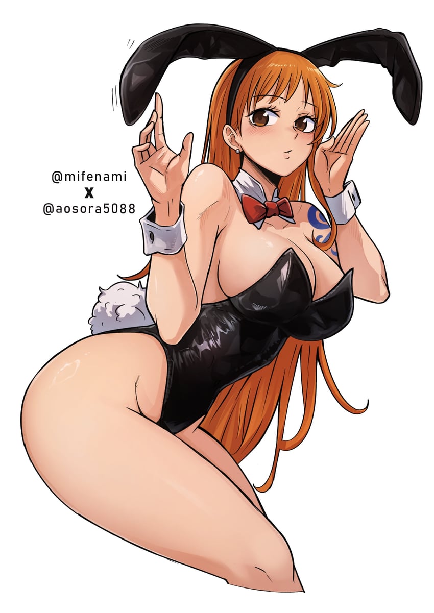 nami and bulma (one piece and 1 more) drawn by aosora2823 and mifenami