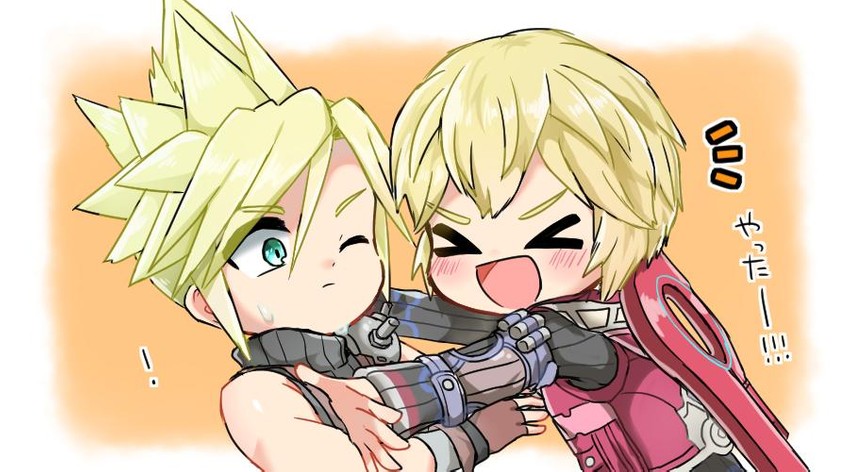 cloud strife and shulk (final fantasy and 4 more) drawn by miasuke
