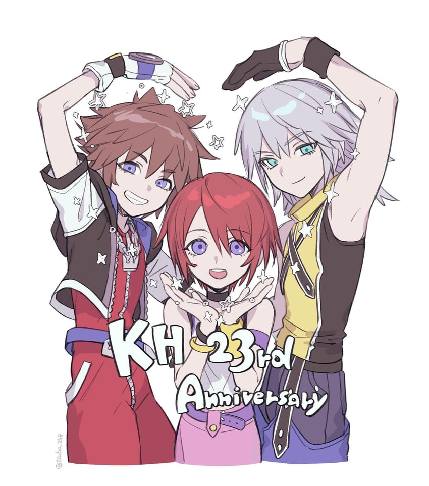 sora, kairi, and riku (kingdom hearts and 1 more) drawn by tsuba_258
