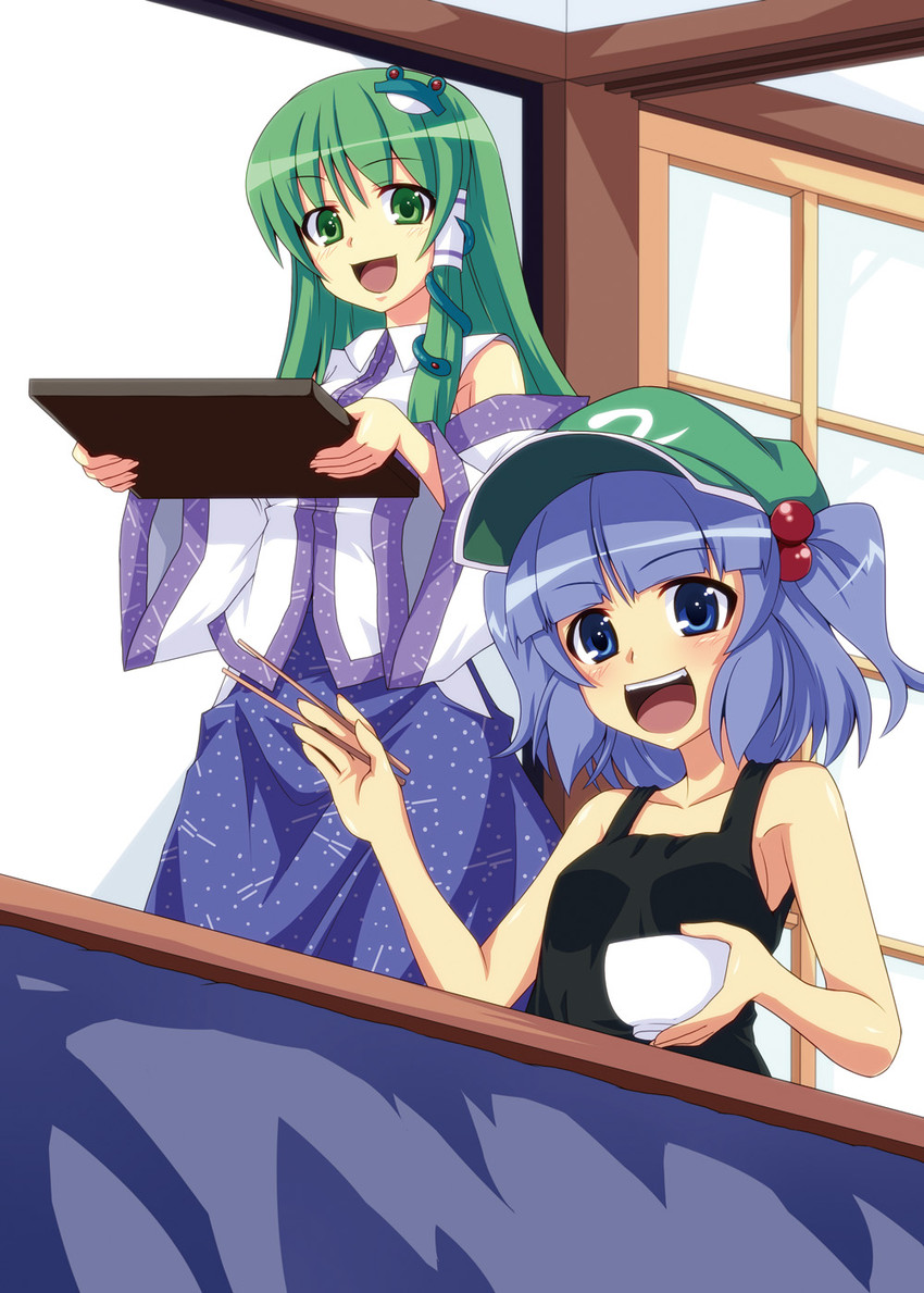 kochiya sanae and kawashiro nitori (touhou) drawn by saemon_(tonpura)