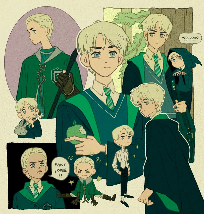 draco malfoy (wizarding world and 1 more) drawn by helen_jee
