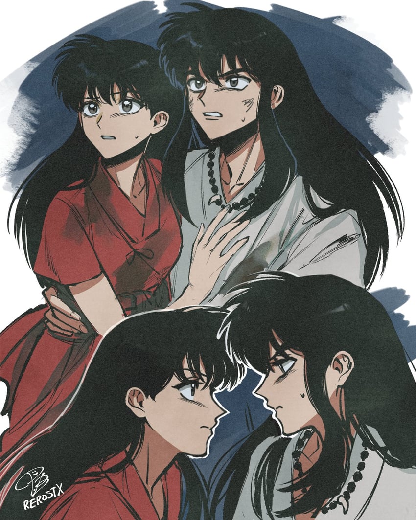 inuyasha and higurashi kagome (inuyasha) drawn by m_m_pb