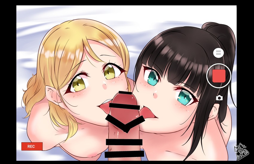 kurosawa dia and ohara mari (love live! and 1 more) drawn by akira_miku_ver
