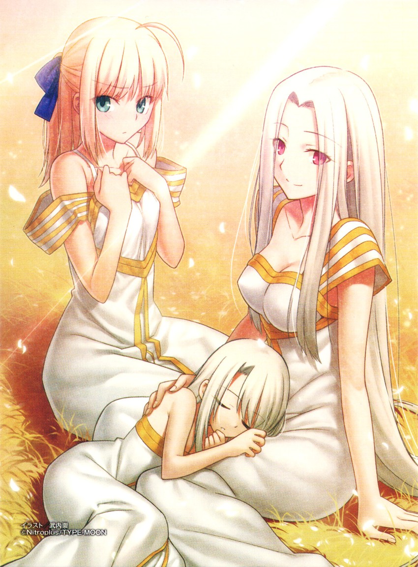 artoria pendragon, saber, illyasviel von einzbern, and irisviel von einzbern (fate and 2 more) drawn by takeuchi_takashi