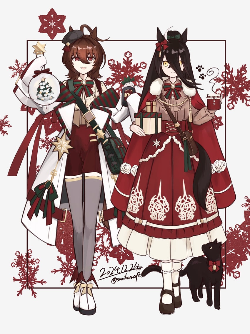 agnes tachyon, manhattan cafe, and amane luna (umamusume) drawn by sumikaracafe