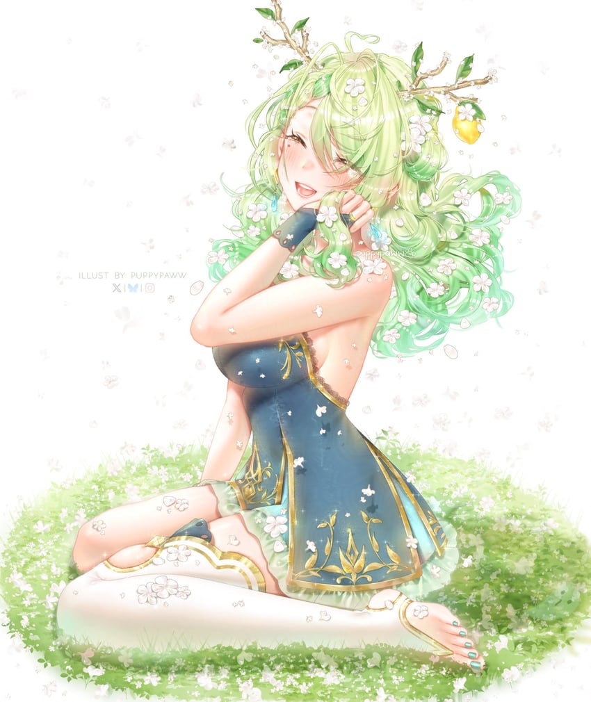 ceres fauna (hololive and 1 more) drawn by puppypaww