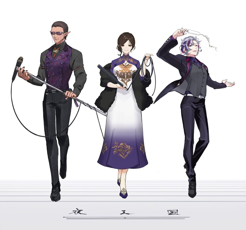 shirayuki tomoe, fuwa minato, and gwelu os gar (nijisanji) drawn by jip