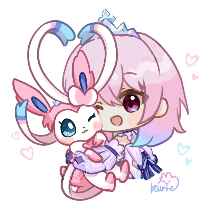 march 7th and sylveon (pokemon and 2 more) drawn by kuroiiart
