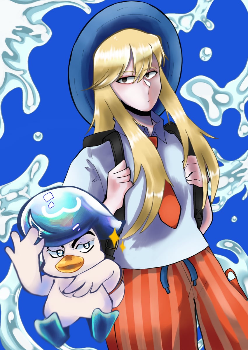 florian and quaxly (pokemon and 2 more) drawn by sonasan