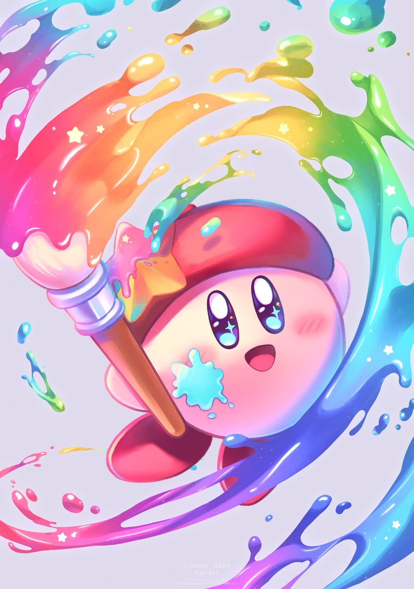 kirby and artist kirby (kirby and 1 more) drawn by amedama_(akaki_4207)