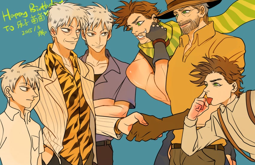 joseph joestar and akagi shigeru (jojo no kimyou na bouken and 5 more) drawn by kilva_lollop