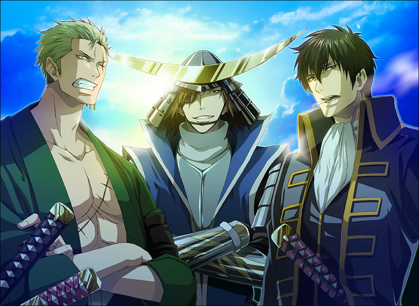 roronoa zoro, hijikata toushirou, date masamune, and nakai kazuya (one piece and 3 more) drawn by kumo_nokai