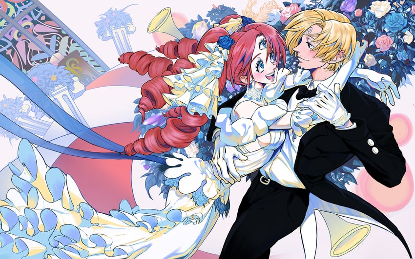 sanji and charlotte pudding (one piece) drawn by rita_ya