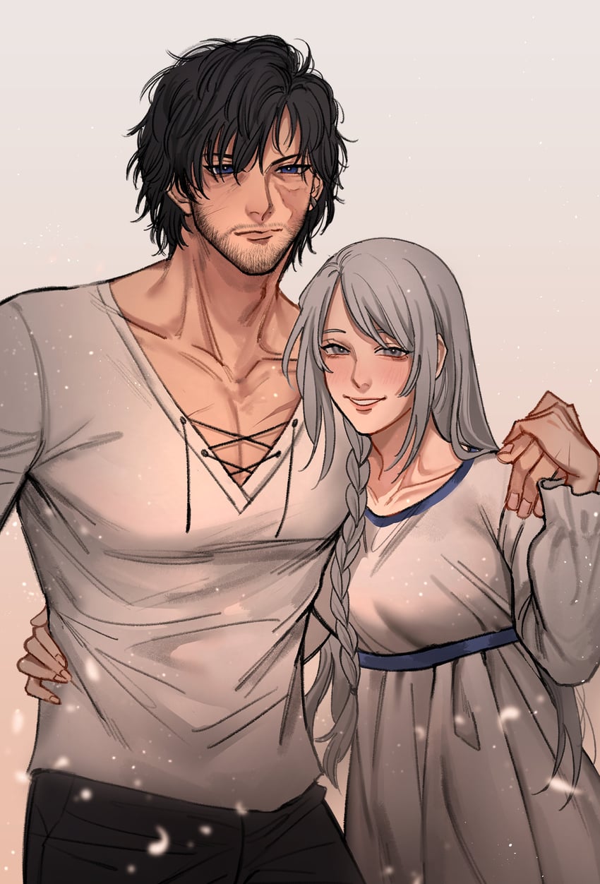 clive rosfield and jill warrick (final fantasy and 1 more) drawn by doopee205
