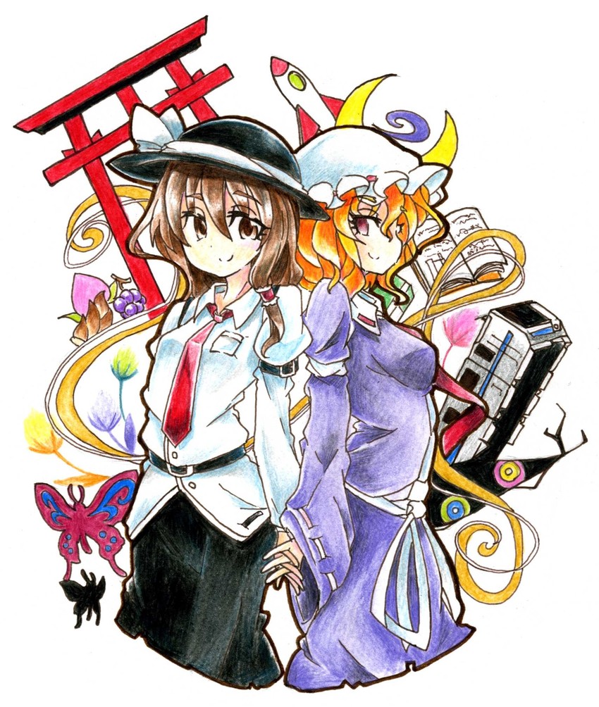 usami renko and maribel hearn (touhou) drawn by gokuu_(acoloredpencil)