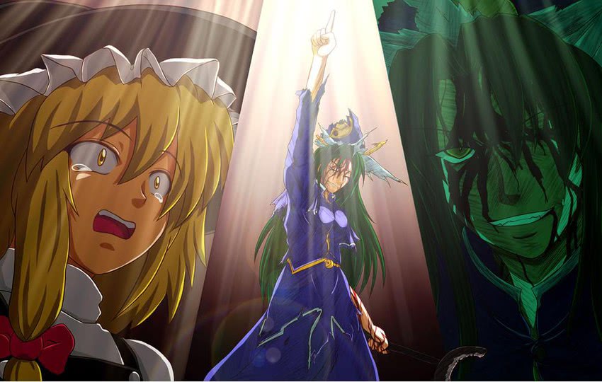 kirisame marisa and mima (touhou and 1 more) drawn by kujira_(taiheiyou) and wannyaa