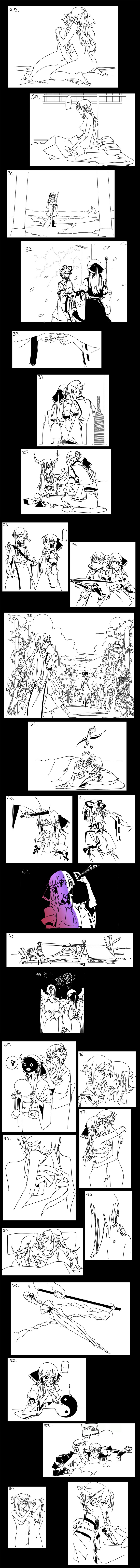 hakurei reimu, yakumo yukari, hinanawi tenshi, ibuki suika, and pepe the frog (touhou and 1 more) drawn by huang_gua