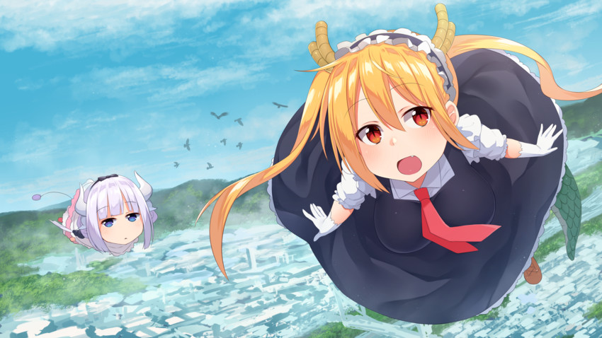 kanna kamui and tohru (kobayashi-san chi no maidragon) drawn by hoshimiya_aki