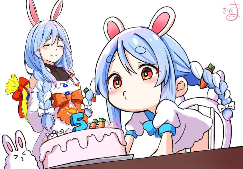 usada pekora, don-chan, and pekomama (hololive) drawn by kiritoma