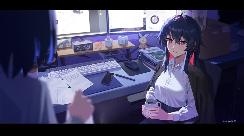 seele vollerei, homu, and seele (honkai and 1 more) drawn by fled
