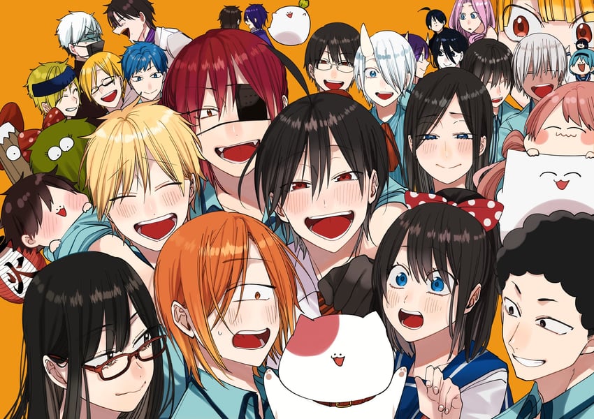 abe haruaki, marshmallow, takahashi akira, akisame tamao, karasuma ranmaru, and 29 more (youkai gakkou no sensei hajimemashita!) drawn by tanaka_mai