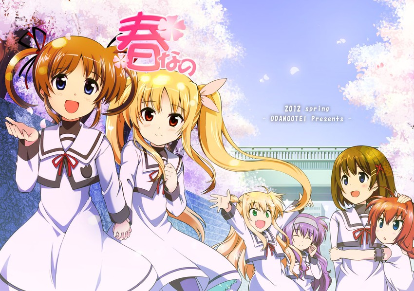 fate testarossa, takamachi nanoha, yagami hayate, vita, arisa bunnings, and 1 more (lyrical nanoha and 2 more) drawn by oda_masaru