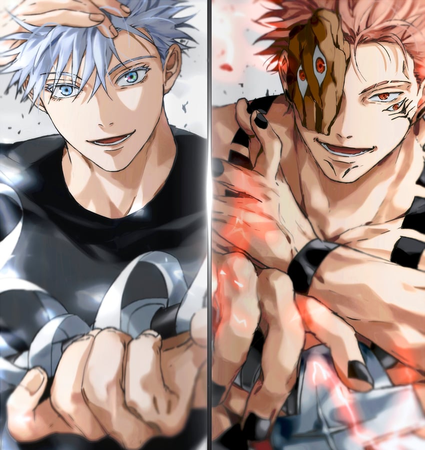 gojou satoru and ryoumen sukuna (jujutsu kaisen) drawn by yoon_(dmsco1803)