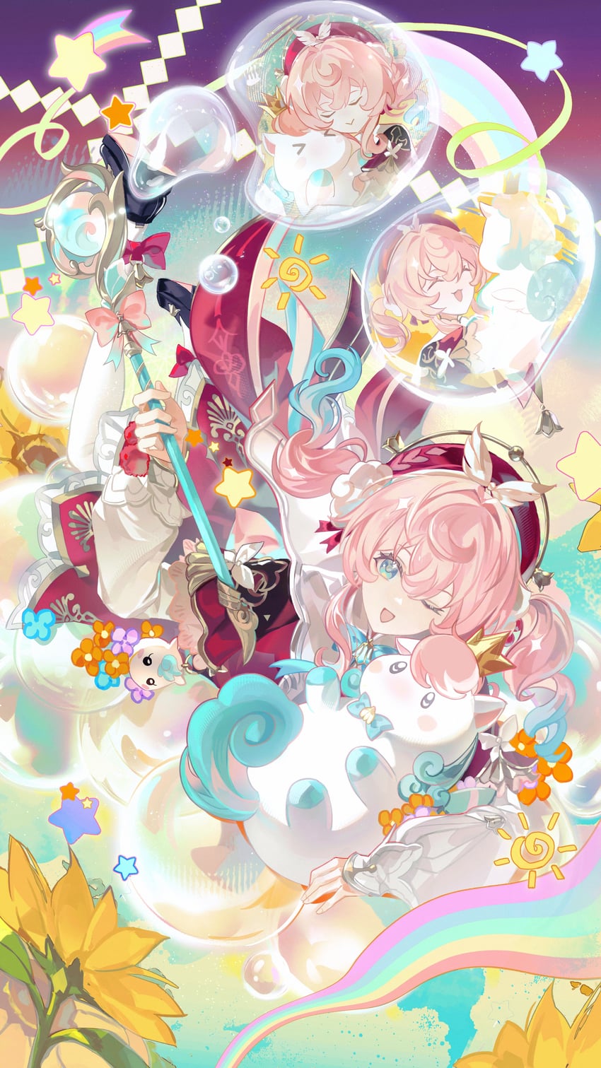 hyacine and little ica (honkai and 1 more) drawn by hoki11
