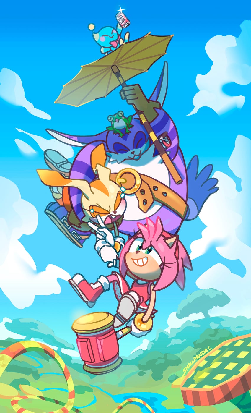 amy rose, cream the rabbit, neutral chao, cheese, big the cat, and 1 more (sonic and 1 more) drawn by smallpanda