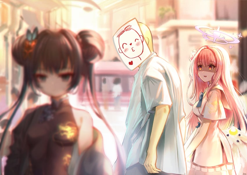 sensei, doodle sensei, mika, and kisaki (blue archive) drawn by zbobo