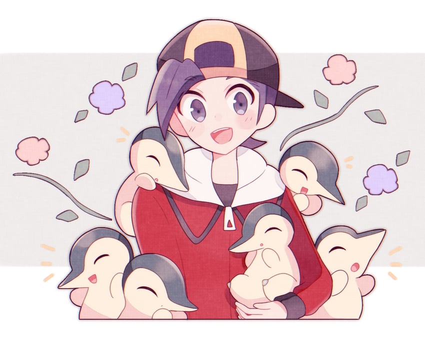ethan and cyndaquil (pokemon and 1 more) drawn by kinu_(kinuhoshizora21)
