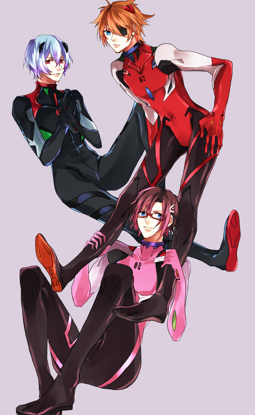 souryuu asuka langley, ayanami rei, and makinami mari illustrious (neon genesis evangelion and 2 more) drawn by satoko_(nasupon95919)