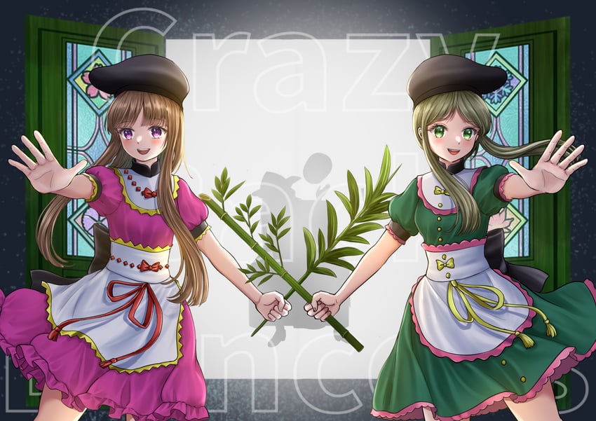 matara okina, nishida satono, and teireida mai (touhou) drawn by kyabekko