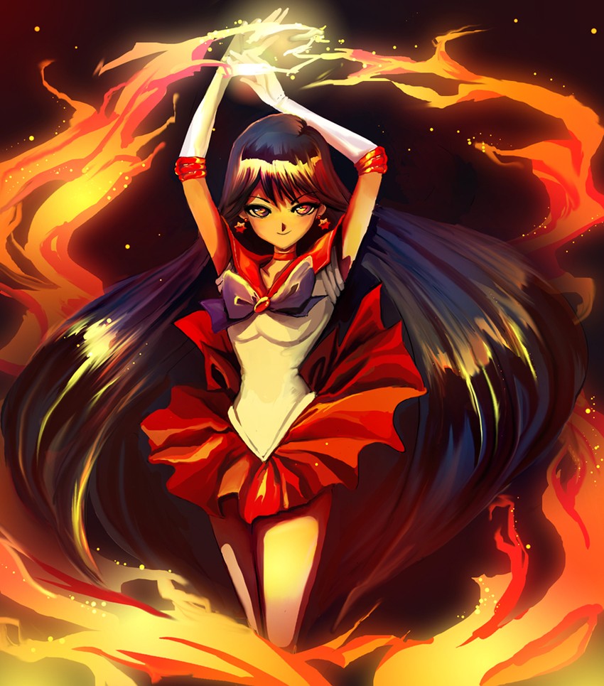 hino rei and sailor mars (bishoujo senshi sailor moon) drawn by surlaluna